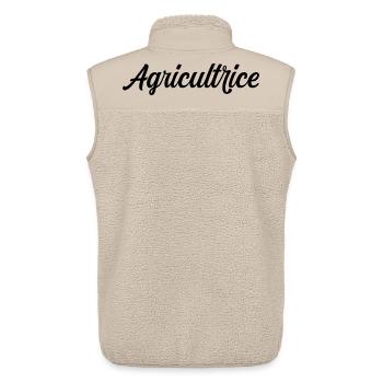 Agricultrice Fermière Culture Élevage Terre Pro - Veste sans manches sherpa unisexe Stanley/Stella - beige - Dos - AI Model Male 178 light (178cm)
