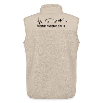 MEINE EIGENE SPUR (Herzschlag - Farbe anpassbar) - Unisex Sherpaweste von Stanley/Stella - Beige - Hinten - AI Model Male 178 light (178cm)