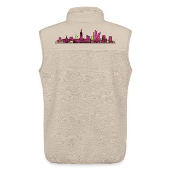 Lille City Skyline Belfry Modern Line Art - Unisex Sherpa Gilet by Stanley/Stella - beige - Back - AI Model Male 178 light (178cm)