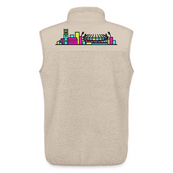 Skyline der Stadt Wolverhampton St Peter's Linienkunst - Unisex Sherpaweste von Stanley/Stella - Beige - Hinten - AI Model Male 178 light (178cm)