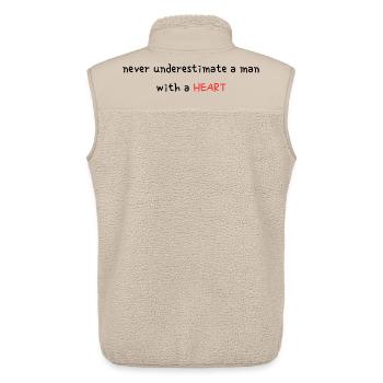Never Underestimate A Man With A Heart V Day - Unisex Sherpaweste von Stanley/Stella - Beige - Hinten - AI Model Male 178 light (178cm)