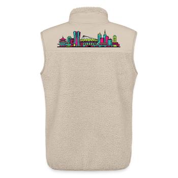 Industrie de la Skyline de la ville de Kawasak Art moderne - Veste sans manches sherpa unisexe Stanley/Stella - beige - Dos - AI Model Male 178 light (178cm)