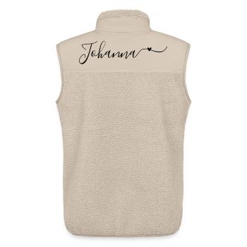 Nom de famille Johanna Prénom décoratif - Veste sans manches sherpa unisexe Stanley/Stella - beige - Dos - AI Model Male 178 light (178cm)