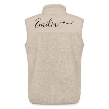 Emilia Name Vorname Dekorativ - Unisex Sherpaweste von Stanley/Stella - Beige - Hinten - AI Model Male 178 light (178cm)