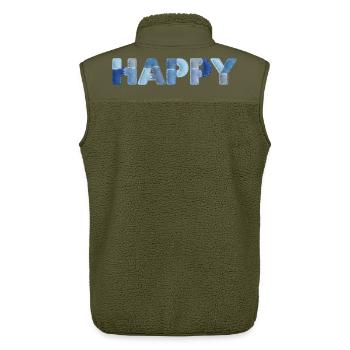 HAPPY Patchwork en jean : nouvelle tendance - Veste sans manches sherpa unisexe Stanley/Stella - kaki - Dos - AI Model Male 178 light (178cm)