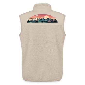 Sonnenuntergangsstadt Panorama - Unisex Sherpaweste von Stanley/Stella - Beige - Hinten - AI Model Male 178 light (178cm)