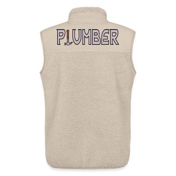 Papa plombier - Veste sans manches sherpa unisexe Stanley/Stella - beige - Dos - AI Model Male 178 light (178cm)