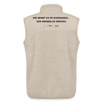 Ihr nennt es Pflegemangel wir nennen es Montag  - Unisex Sherpaweste von Stanley/Stella - Beige - Hinten - AI Model Male 178 light (178cm)