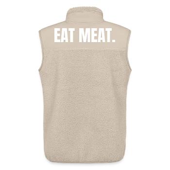 MANGER DE LA VIANDE | T-shirt Carnivore | Déclaration sur le steak - Veste sans manches sherpa unisexe Stanley/Stella - beige - Dos - AI Model Male 178 light (178cm)