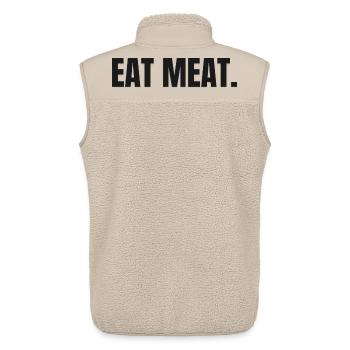 MANGER DE LA VIANDE | Déclaration sur le steak carnivore - Veste sans manches sherpa unisexe Stanley/Stella - beige - Dos - AI Model Male 178 light (178cm)
