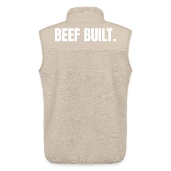 BŒUF CONSTRUIT | T-shirt Carnivore | Steak & Strength - Veste sans manches sherpa unisexe Stanley/Stella - beige - Dos - AI Model Male 178 light (178cm)