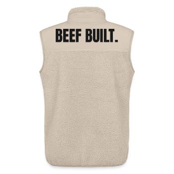 BŒUF CONSTRUIT | T-shirt Carnivore | Steak & Strength - Veste sans manches sherpa unisexe Stanley/Stella - beige - Dos - AI Model Male 178 light (178cm)