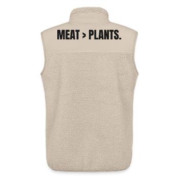 VIANDE > PLANTES | Carnivore | Déclaration basée sur la viande - Veste sans manches sherpa unisexe Stanley/Stella - beige - Dos - AI Model Male 178 light (178cm)