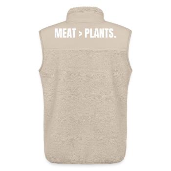 VIANDE > PLANTES | Carnivore | Déclaration basée sur la viande - Veste sans manches sherpa unisexe Stanley/Stella - beige - Dos - AI Model Male 178 light (178cm)