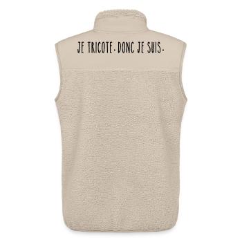 Je Tricote Donc Je Suis - Humour Tricot - Veste sans manches sherpa unisexe Stanley/Stella - beige - Dos - AI Model Male 178 light (178cm)