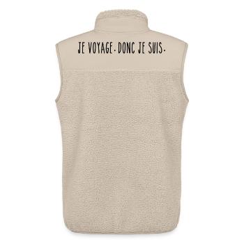 Je Lis Donc Je Suis - Humour Littéraire - Veste sans manches sherpa unisexe Stanley/Stella - beige - Dos - AI Model Male 178 light (178cm)