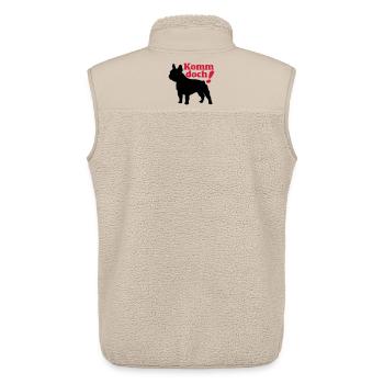 Französische Bulldogge , French Bulldog ,Komm.(25) - Unisex Sherpaweste von Stanley/Stella - Beige - Hinten - AI Model Male 178 light (178cm)