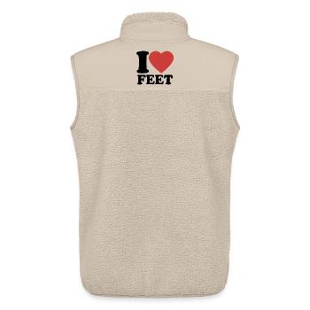 J’aime les pieds - Cœur - Pied - Veste sans manches sherpa unisexe Stanley/Stella - beige - Dos - AI Model Male 178 light (178cm)
