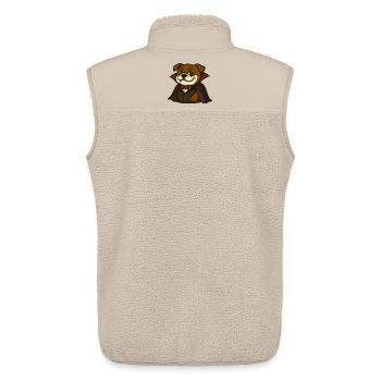 Mascotte bouledogue vampire mignonne en cape sombre - Veste sans manches sherpa unisexe Stanley/Stella - beige - Dos - AI Model Male 178 light (178cm)
