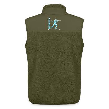 Biathlon Lustig Spruch Skilanglauf - Unisex Sherpaweste von Stanley/Stella - Khaki - Hinten - AI Model Male 178 light (178cm)