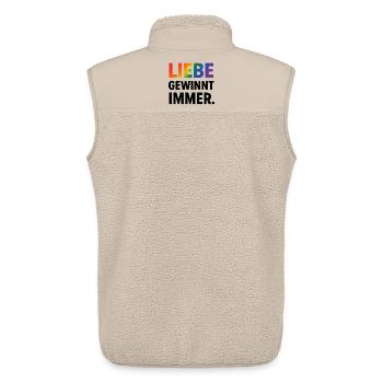 Regenbogen Spruch Liebe Gewinnt Immer - Unisex Sherpaweste von Stanley/Stella - Beige - Hinten - AI Model Male 178 light (178cm)