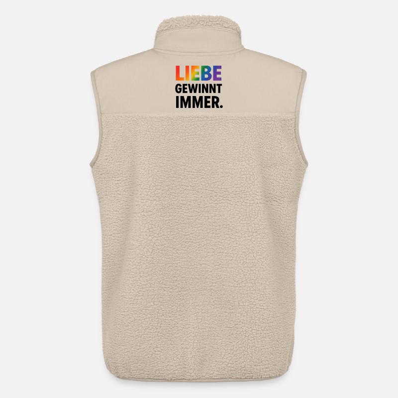 Regenbogen Spruch Liebe Gewinnt Immer - Unisex Sherpaweste von Stanley/Stella - Beige