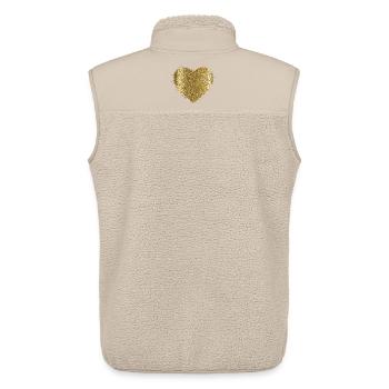 Goldenes Glitzerherz – Glamourprint - Unisex Sherpaweste von Stanley/Stella - Beige - Hinten - AI Model Male 178 light (178cm)