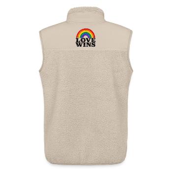 Love Wins Rainbow Vintage Statement Pride Fans - Unisex Sherpa Gilet by Stanley/Stella - beige - Back - AI Model Male 178 light (178cm)