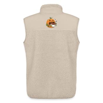 Citrouille d’Halloween avec des pâtes au design amusant - Veste sans manches sherpa unisexe Stanley/Stella - beige - Dos - AI Model Male 178 light (178cm)