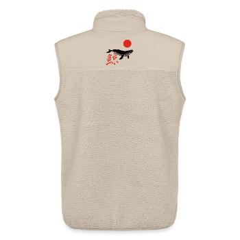 Baleine noire et soleil rouge - Veste sans manches sherpa unisexe Stanley/Stella - beige - Dos - AI Model Male 178 light (178cm)