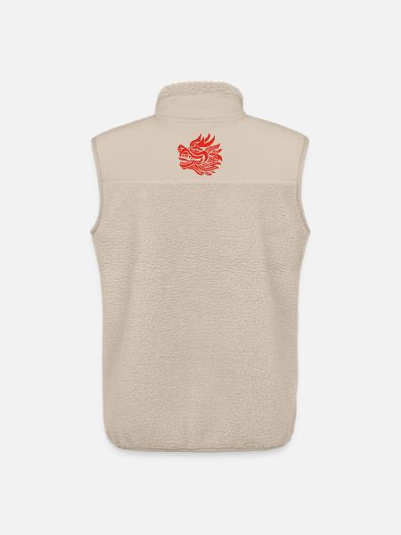 Chinesischer Drachenkopf (Rot) - Unisex Sherpaweste von Stanley/Stella - Beige