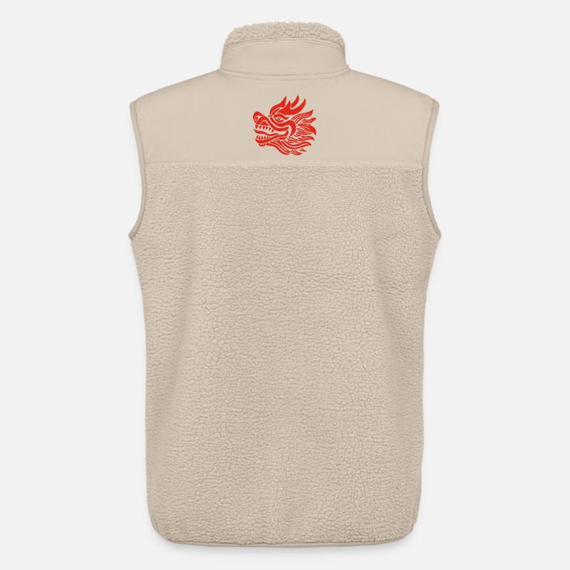 Chinesischer Drachenkopf (Rot) - Unisex Sherpaweste von Stanley/Stella - Beige