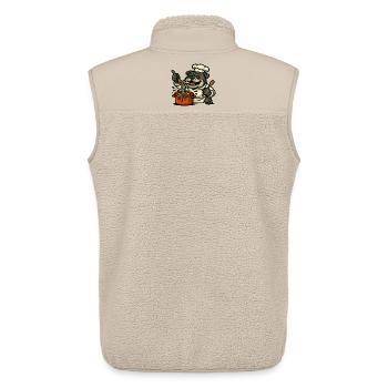 Bulldogge Koch Kochen Pasta Glücklich Cartoon Design - Unisex Sherpaweste von Stanley/Stella - Beige - Hinten - AI Model Male 178 light (178cm)