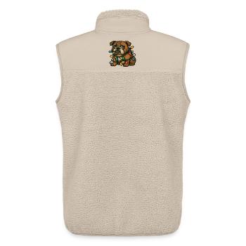 Bouledogue enchevêtré dans les lumières de Noël Dessin animé mignon - Veste sans manches sherpa unisexe Stanley/Stella - beige - Dos - AI Model Male 178 light (178cm)