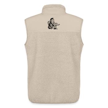 Chat au béret à café - Design rétro vintage - Veste sans manches sherpa unisexe Stanley/Stella - beige - Dos - AI Model Male 178 light (178cm)