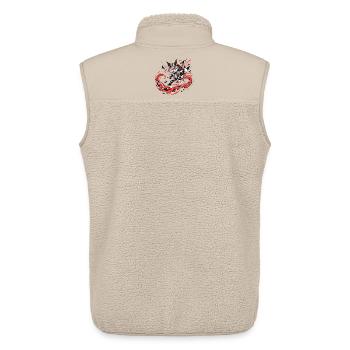 Nekomata Yokai Geometric Cat Red Black - Unisex Sherpa Gilet by Stanley/Stella - beige - Back - AI Model Male 178 light (178cm)