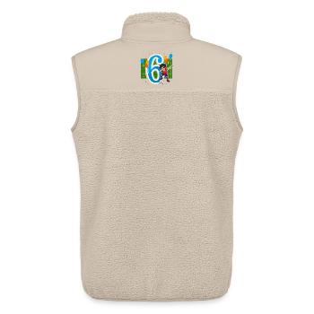 6 ans d'anniversaire tamponnant les enfants - Veste sans manches sherpa unisexe Stanley/Stella - beige - Dos - AI Model Male 178 light (178cm)