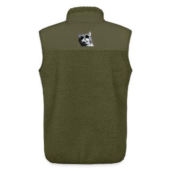 Chill Cat mit runder Sonnenbrille - Unisex Sherpaweste von Stanley/Stella - Khaki - Hinten - AI Model Male 178 light (178cm)