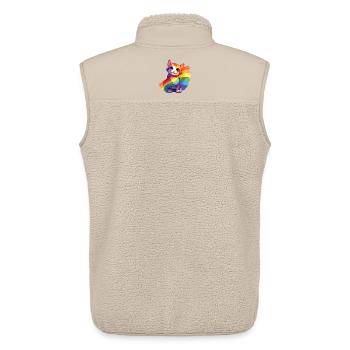 Pride Cat - Chat arc-en-ciel coloré avec drapeau - Veste sans manches sherpa unisexe Stanley/Stella - beige - Dos - AI Model Male 178 light (178cm)