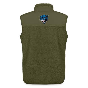 Tête de panthère Bleu - Veste sans manches sherpa unisexe Stanley/Stella - kaki - Dos - AI Model Male 178 light (178cm)