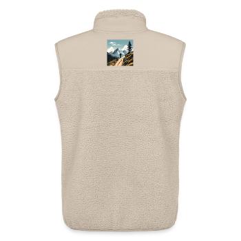 Mountain bikers, mountains, cool outdoor sports, wilderness - Unisex Sherpa Gilet by Stanley/Stella - beige - Back - AI Model Male 178 light (178cm)