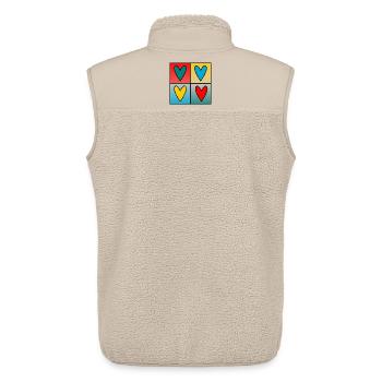 HERZ. HERZ. VALENTINSTAG. LIEBE. LIEBE. PAAR. - Unisex Sherpaweste von Stanley/Stella - Beige - Hinten - AI Model Male 178 light (178cm)