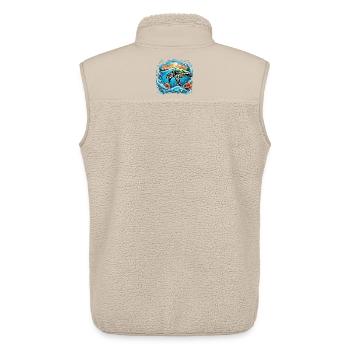 Tortue au coucher de soleil au bord de la mer - Veste sans manches sherpa unisexe Stanley/Stella - beige - Dos - AI Model Male 178 light (178cm)