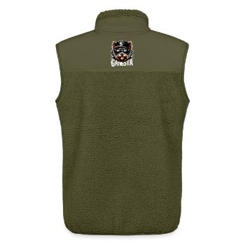 Yorkshire Terrier Yorkie Gangsta Gangster chien Ges - Veste sans manches sherpa unisexe Stanley/Stella - kaki - Dos - AI Model Male 178 light (178cm)
