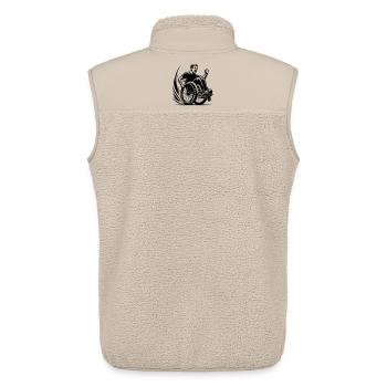 Utilisateur de fauteuil roulant en colère faisant un wheelie # - Veste sans manches sherpa unisexe Stanley/Stella - beige - Dos - AI Model Male 178 light (178cm)