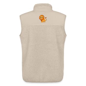 Lion Mignon Mascotte Personnage De Dessin Animé Kawaii - Veste sans manches sherpa unisexe Stanley/Stella - beige - Dos - AI Model Male 178 light (178cm)