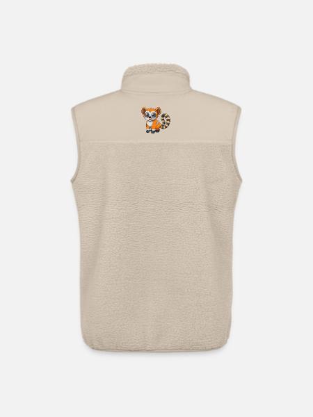 Lemur Cute Mascot Cartoon Character Kawaii - Unisex Sherpa Gilet by Stanley/Stella - beige