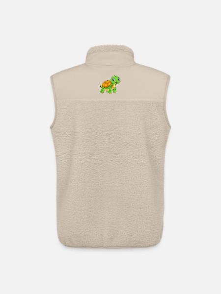 Tartaruga Simpatico Mascotte Personaggio dei Cartoni Animati Kawaii - Gilet sherpa unisex di Stanley/Stella - beige