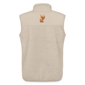 Orignal Mignon Mascotte Personnage De Dessin Animé Kawaii - Veste sans manches sherpa unisexe Stanley/Stella - beige - Dos - AI Model Male 178 light (178cm)