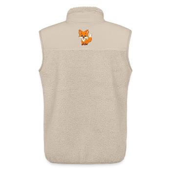 Renard Mignon Mascotte Personnage De Dessin Animé Kawaii - Veste sans manches sherpa unisexe Stanley/Stella - beige - Dos - AI Model Male 178 light (178cm)